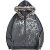 image:imageSOLY HUX Mens Y2k Grunge Zip Up Hoodie Sweatshirts Gothic Fur Hooded Jacket StreetwearGrey Graphic