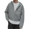 image:imageSOLY HUX Mens Zip Up Hoodie Sweatshirt Drop Shoulder Long Sleeve Hooded Fall Casual Jacket with PocketsPlain Grey