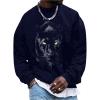 image:imageSOLY HUX Sweatshirts for Men Animal Graphic Crew Neck Drop Shoulder Long Sleeve Pullover TopsDark Blue Leopard