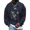 image:imageSOLY HUX Sweatshirts for Men Animal Graphic Crew Neck Drop Shoulder Long Sleeve Pullover TopsGrey Leopard