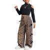 image:imageSOLY HUX Toddler Girls Leopard Bow Pants Y2k Cheetah Print High Waisted Wide Leg Baggy Pants TrousersMulticoloured Leopard