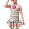 image:imageSOLY HUX Toddler Girls Summer Dresses Striped 3D Floral Ruffle Sleeveless Short Dress Beach Vacation ClothesMulti Striped