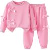 image:imageSOLY HUX Toddler Girls Sweatsuits 2 Piece Outfits Bow Long Sleeve Sweatshirt and Jogger Pants Matching SetsPure Pink