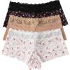 image:imageSOLY HUX Womens Lace Boyshort Briefs Floral Mid Rise Underwear Panties Pajama Bottoms 3 PacksBlack White Khaki