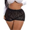 image:imageSOLY HUX Womens Plus Size Floral Lace Boyshorts Underwear High Waisted Sheer Boxer Briefs PantiesBlack