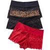 image:imageSOLY HUX Womens Plus Size Lace Boyshorts Underwear 3 Pack Leopard Sheer Brief PantiesMulticolor