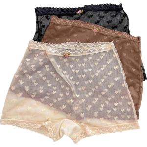 image:imageSOLY HUX 3 Pack Womens Heart Mesh Panties with Lace Trim Transparent Panties