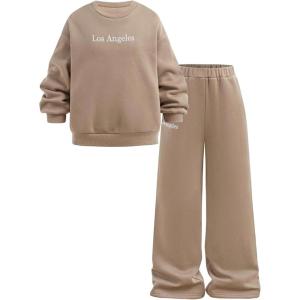 image:imageSOLY HUX Cute Clothes for Girls Sweatsuit Sets Crewneck Casual Sweatpants 2 Piece Outfits Sweatshirt and PantsKhaki La