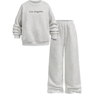 image:imageSOLY HUX Cute Clothes for Girls Sweatsuit Sets Crewneck Casual Sweatpants 2 Piece Outfits Sweatshirt and PantsLight Grey La