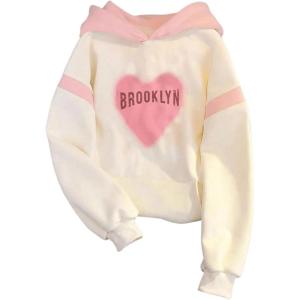 image:imageSOLY HUX Girls Graphic Hoodie Heart Letter Print Long Sleeve Hooded Sweatshirt Casual Pullover TopsApricot Letter