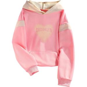 image:imageSOLY HUX Girls Graphic Hoodie Heart Letter Print Long Sleeve Hooded Sweatshirt Casual Pullover TopsPink Letter