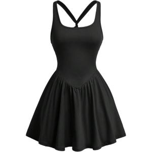image:imageSOLY HUX Girls Tennis Dresses Summer Sleeveless Workout Golf Mini Dress with Built in ShortsPure Black