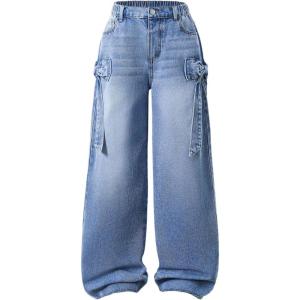 image:imageSOLY HUX Girls Wide Leg Jeans High Waisted Baggy Denim Pants Casual StreetwearBlue Bow