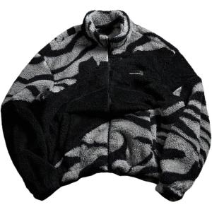 image:imageSOLY HUX Mens Color Block Fleece Jacket Zip Up Long Sleeve Fuzzy Sherpa Warm Outerwear Winter CoatsBlack and Grey