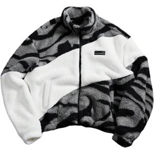 image:imageSOLY HUX Mens Color Block Fleece Jacket Zip Up Long Sleeve Fuzzy Sherpa Warm Outerwear Winter CoatsWhite and Grey