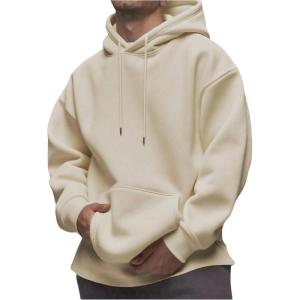 image:imageSOLY HUX Mens Drawstring Loose Hoodie Vintage Drop Shoulder Sweatshirt with Pockets StreetwearPure Apricot