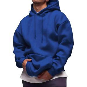 image:imageSOLY HUX Mens Drawstring Loose Hoodie Vintage Drop Shoulder Sweatshirt with Pockets StreetwearPure Blue