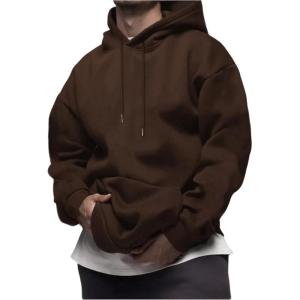 image:imageSOLY HUX Mens Drawstring Loose Hoodie Vintage Drop Shoulder Sweatshirt with Pockets StreetwearPure Brown