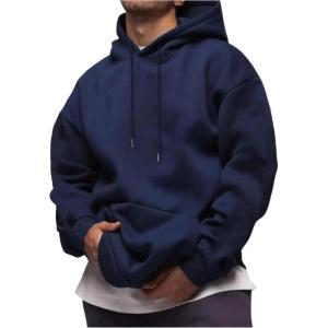 image:imageSOLY HUX Mens Drawstring Loose Hoodie Vintage Drop Shoulder Sweatshirt with Pockets StreetwearPure Dark Blue
