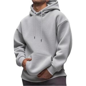 image:imageSOLY HUX Mens Drawstring Loose Hoodie Vintage Drop Shoulder Sweatshirt with Pockets StreetwearPure Grey
