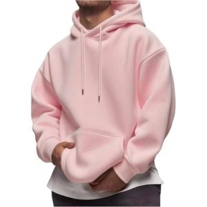 image:imageSOLY HUX Mens Drawstring Loose Hoodie Vintage Drop Shoulder Sweatshirt with Pockets StreetwearPure Pink