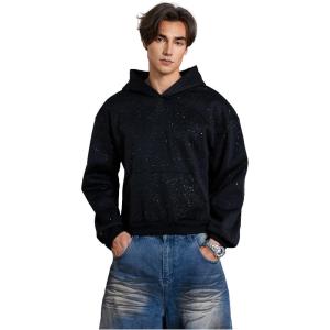 image:imageSOLY HUX Mens Glitter Hoodies Long Sleeve Hooded Sparkly Pullover Sweatshirt StreetwearPure Black