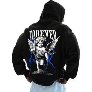 image:imageSOLY HUX Mens Graphic Hoodie Drawstring Long Sleeve Hooded Sweatshirt Streetwear Pullover TopsBlack Letter