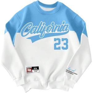 image:imageSOLY HUX Mens Graphic Sweatshirt Color Block Letter Long Sleeve Crew Neck Vintage Streetwear Pullover TopsMulticolor Number