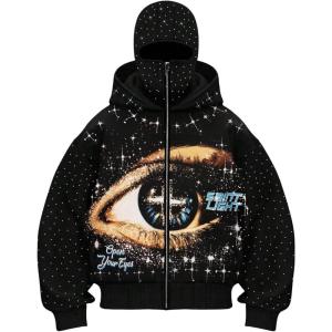 image:imageSOLY HUX Mens Graphic Zip Up Hoodie Rhinestone Y2k Long Sleeve Hooded Sweatshirt Jacket StreetwearBlack Graphic