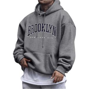 image:imageSOLY HUX Mens Letter Graphic Hoodies Drawstring Long Sleeve Oversized Sweatshirt Loose Pullover TopGrey Letter