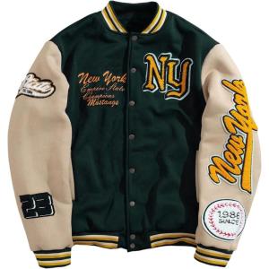 image:imageSOLY HUX Mens Letter Graphic Varsity Jacket Long Sleeve Button Up Patched Baseball Jacket StreetwearGreen Letter