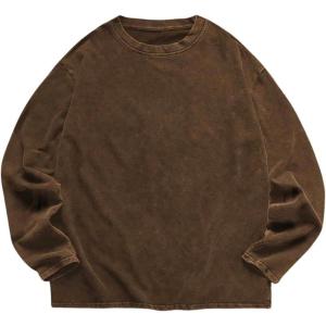 image:imageSOLY HUX Mens Long Sleeve Basic T Shirts Crew Neck Vintage Baggy Tee Tops Fall ClothesCoffee Brown