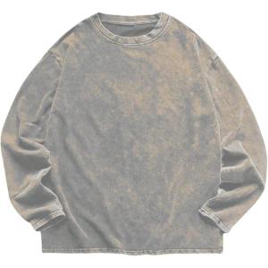 image:imageSOLY HUX Mens Long Sleeve Basic T Shirts Crew Neck Vintage Baggy Tee Tops Fall ClothesLight Grey