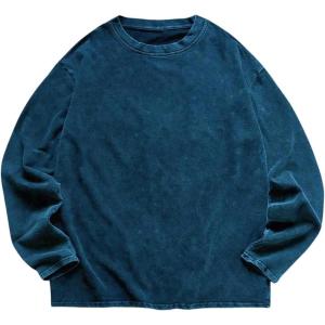 image:imageSOLY HUX Mens Long Sleeve Basic T Shirts Crew Neck Vintage Baggy Tee Tops Fall ClothesTeal Blue