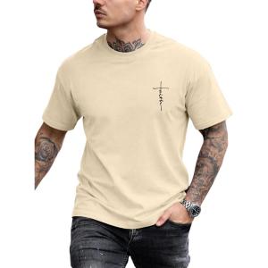 image:imageSOLY HUX Mens Short Sleeve Printed TShirt Summer Classic Graphic Tees Faith Shirts StreetwearApricot Letter
