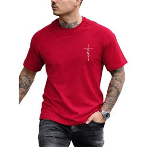 image:imageSOLY HUX Mens Short Sleeve Printed TShirt Summer Classic Graphic Tees Faith Shirts StreetwearRed Letter