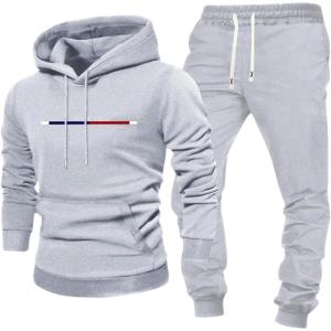 image:imageSOLY HUX Mens Tracksuit Hooded Sweatshirt and Jogger Pants Hiking Outdoor 2 Piece OutfitsLight Grey