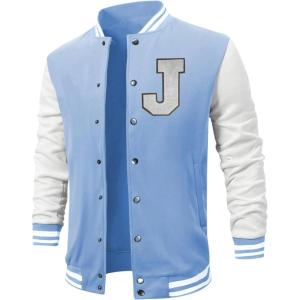 image:imageSOLY HUX Mens Varsity Jacket Color Block Letter Graphic Long Sleeve Baseball Jacket Bomber CoatBlue Letter