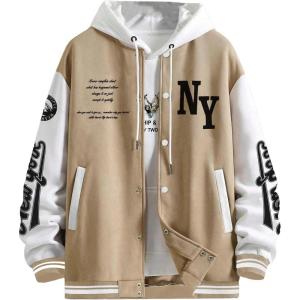 image:imageSOLY HUX Mens Varsity Jacket Color Block Letter Graphic Long Sleeve Baseball Jacket Bomber CoatMulticoloured Letter