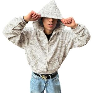 image:imageSOLY HUX Mens Y2k Camo Zip Up Hoodie Vintage Raglan Sleeve Oversized Sweatshirt with Pockets StreetwearApricot Camo