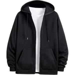 image:imageSOLY HUX Mens Zip Up Hoodies Classic Hooded Sweatshirt Jacket with Pocket Fall OutfitPlain Black