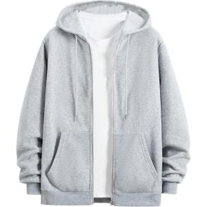 image:imageSOLY HUX Mens Zip Up Hoodies Classic Hooded Sweatshirt Jacket with Pocket Fall OutfitPlain Grey