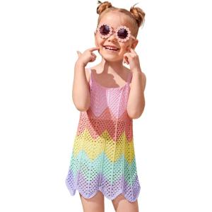 image:imageSOLY HUX Toddler Girls Color Cable Knit Swimsuit Cover up Short Beach Cami Dress Pink Red Multi