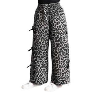image:imageSOLY HUX Toddler Girls Leopard Bow Pants Y2k Cheetah Print High Waisted Wide Leg Baggy Pants TrousersMulticolor Leopard