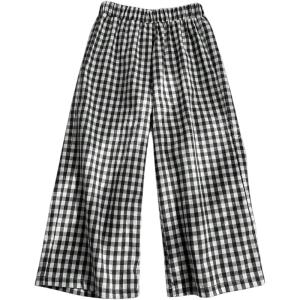 image:imageSOLY HUX Toddler Girls Plaid Gingham Pants Elastic High Waisted Wide Leg Baggy Pants Casual TrousersBlack Plaid