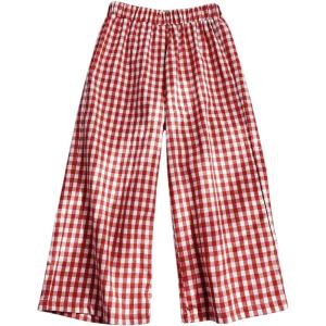 image:imageSOLY HUX Toddler Girls Plaid Gingham Pants Elastic High Waisted Wide Leg Baggy Pants Casual TrousersRed Plaid