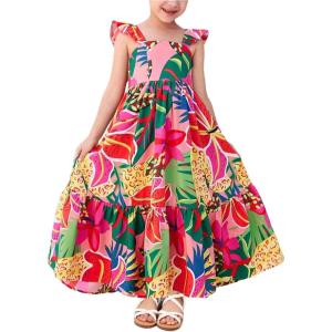 image:imageSOLY HUX Toddler Girls Summer Dress Floral Print Square Neck Sleeveless Flowy Maxi Long DressesMulti Floral