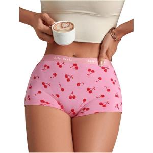 image:imageSOLY HUX Womens Graphic Female Boxer Briefs Funny Boy Shorts Panties for Teen Girls Cute Novelty Underwear for Women Pink Cherry Large