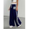image:imageSOLY HUX Girls Baggy Pants Y2k Number Striped Wide Leg Sweatpants Casual Streetwear Dark Blue Letter 13Y