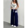 image:imageSOLY HUX Girls Baggy Pants Y2k Number Striped Wide Leg Sweatpants Casual Streetwear Dark Blue Letter 13Y